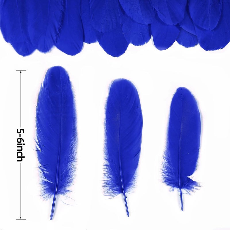 Holmgren Royal Blue Goose Feathers - 200pcs 5-7inch Natural Goose Feather Bulk for Crafts DIY Cosplay Wings Wedding Party Halloween Decoration (Royal Blue) - Image 3